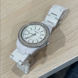White Fossil watch